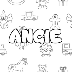 Coloraci&oacute;n del nombre ANGIE - decorado juguetes