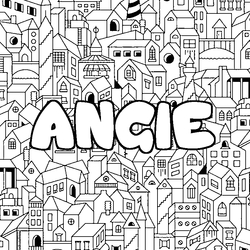 Coloraci&oacute;n del nombre ANGIE - decorado ciudad