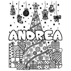 Coloraci&oacute;n del nombre ANDREA - decorado &aacute;rbol de Navidad y regalos