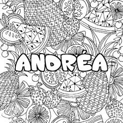 Coloraci&oacute;n del nombre ANDR&Eacute;A - decorado mandala de frutas