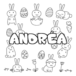 Coloraci&oacute;n del nombre ANDR&Eacute;A - decorado Pascua