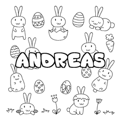 Coloraci&oacute;n del nombre ANDREAS - decorado Pascua