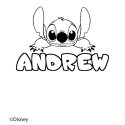 Coloraci&oacute;n del nombre ANDREW - decorado Stitch