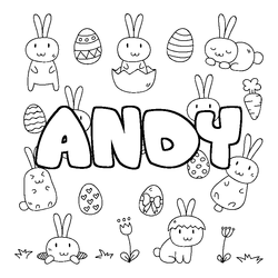 Coloraci&oacute;n del nombre ANDY - decorado Pascua