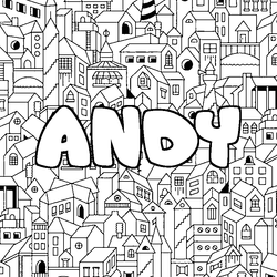 Coloraci&oacute;n del nombre ANDY - decorado ciudad