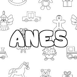 Coloraci&oacute;n del nombre ANES - decorado juguetes