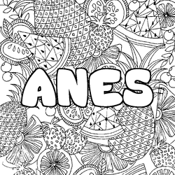 Coloraci&oacute;n del nombre ANES - decorado mandala de frutas