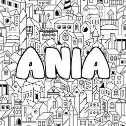 Coloraci&oacute;n del nombre ANIA - decorado ciudad