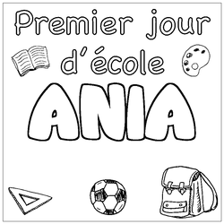 Coloraci&oacute;n del nombre ANIA - decorado primer d&iacute;a de escuela