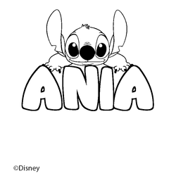 Coloraci&oacute;n del nombre ANIA - decorado Stitch