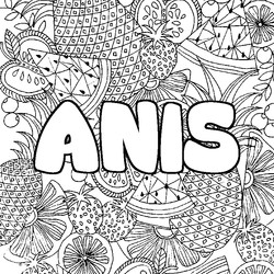 Coloraci&oacute;n del nombre ANIS - decorado mandala de frutas