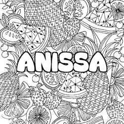 Coloraci&oacute;n del nombre ANISSA - decorado mandala de frutas