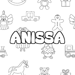 Coloraci&oacute;n del nombre ANISSA - decorado juguetes