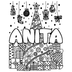 Coloraci&oacute;n del nombre ANITA - decorado &aacute;rbol de Navidad y regalos