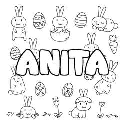 Coloraci&oacute;n del nombre ANITA - decorado Pascua
