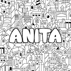 Coloraci&oacute;n del nombre ANITA - decorado ciudad