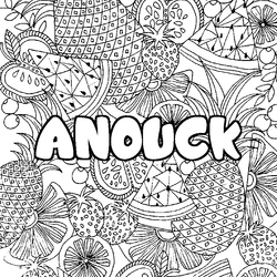 Coloraci&oacute;n del nombre ANOUCK - decorado mandala de frutas