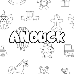 Coloraci&oacute;n del nombre ANOUCK - decorado juguetes