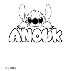 Coloraci&oacute;n del nombre ANOUK - decorado Stitch
