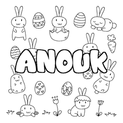 Coloraci&oacute;n del nombre ANOUK - decorado Pascua
