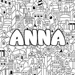Coloraci&oacute;n del nombre ANNA - decorado ciudad