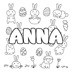 Coloraci&oacute;n del nombre ANNA - decorado Pascua
