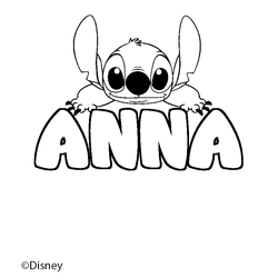 Coloraci&oacute;n del nombre ANNA - decorado Stitch