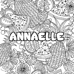 Coloraci&oacute;n del nombre ANNAELLE - decorado mandala de frutas