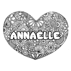 Coloraci&oacute;n del nombre ANNA&Euml;LLE - decorado mandala de coraz&oacute;n