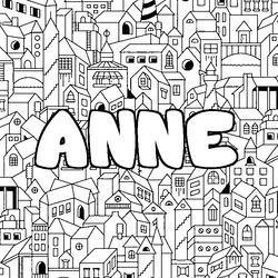 Coloraci&oacute;n del nombre ANNE - decorado ciudad