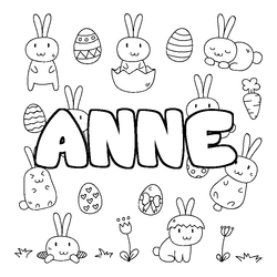 Coloraci&oacute;n del nombre ANNE - decorado Pascua