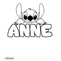 Coloraci&oacute;n del nombre ANNE - decorado Stitch