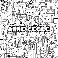 Coloraci&oacute;n del nombre ANNE-C&Eacute;CILE - decorado ciudad