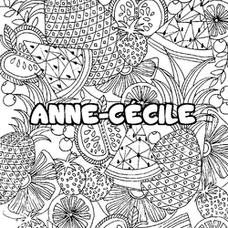 Coloraci&oacute;n del nombre ANNE-C&Eacute;CILE - decorado mandala de frutas