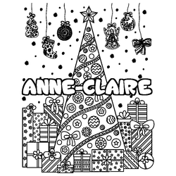 Coloraci&oacute;n del nombre ANNE-CLAIRE - decorado &aacute;rbol de Navidad y regalos