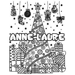 Coloraci&oacute;n del nombre ANNE-LAURE - decorado &aacute;rbol de Navidad y regalos