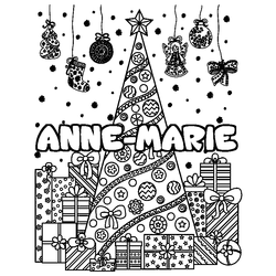 Coloraci&oacute;n del nombre ANNE-MARIE - decorado &aacute;rbol de Navidad y regalos