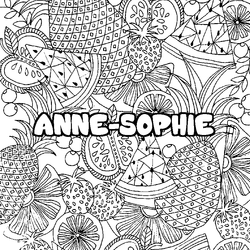 Coloraci&oacute;n del nombre ANNE-SOPHIE - decorado mandala de frutas