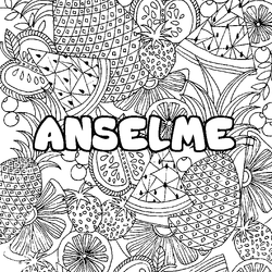 Coloraci&oacute;n del nombre ANSELME - decorado mandala de frutas