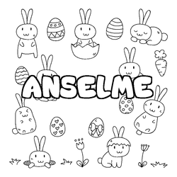 Coloraci&oacute;n del nombre ANSELME - decorado Pascua