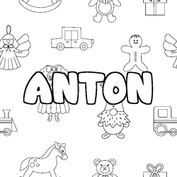 Coloraci&oacute;n del nombre ANTON - decorado juguetes