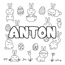 Coloraci&oacute;n del nombre ANTON - decorado Pascua