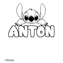 Coloraci&oacute;n del nombre ANTON - decorado Stitch