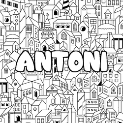 Coloraci&oacute;n del nombre ANTONI - decorado ciudad