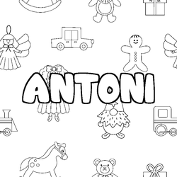 Coloraci&oacute;n del nombre ANTONI - decorado juguetes