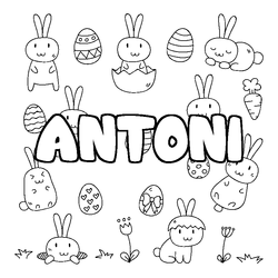 Coloraci&oacute;n del nombre ANTONI - decorado Pascua