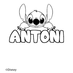 Coloraci&oacute;n del nombre ANTONI - decorado Stitch