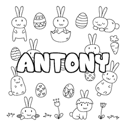 Coloraci&oacute;n del nombre ANTONY - decorado Pascua