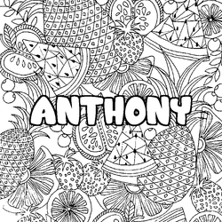 Coloraci&oacute;n del nombre ANTHONY - decorado mandala de frutas