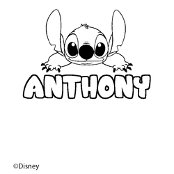 Coloraci&oacute;n del nombre ANTHONY - decorado Stitch
